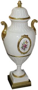 Vase with lid "Flowers" white