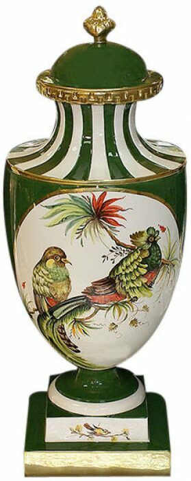 Vase with lid "Birds" green