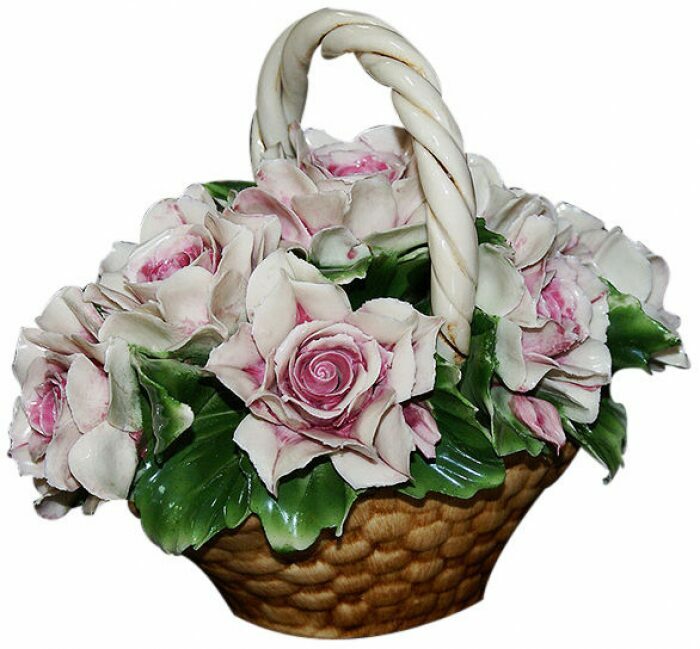 Decorative basket with pink roses