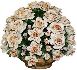 Decorative basket "Roses with small garden flowers"