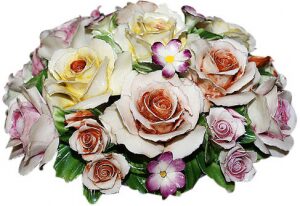 Decorative basket "Roses and violets"