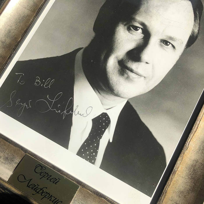 An autographed photo of opera singer Sergei Leiferkus