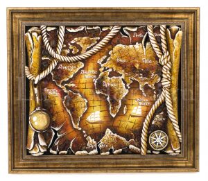 Three-dimensional amber painting "World Map"