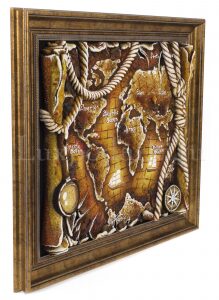 Three-dimensional amber painting "World Map"