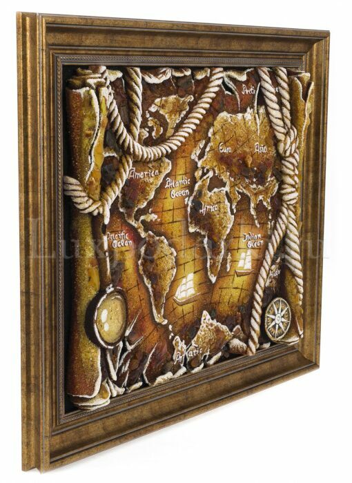 Three-dimensional amber painting "World Map"