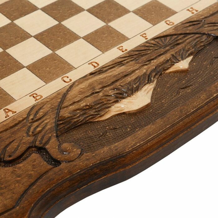 Carved chess, backgammon and checkers from beech "Mountain peaks" small