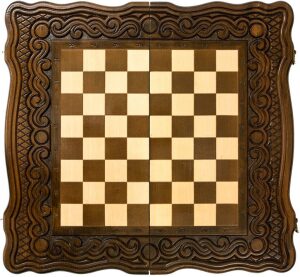 Carved "Wave" small game set (chess and backgammon)