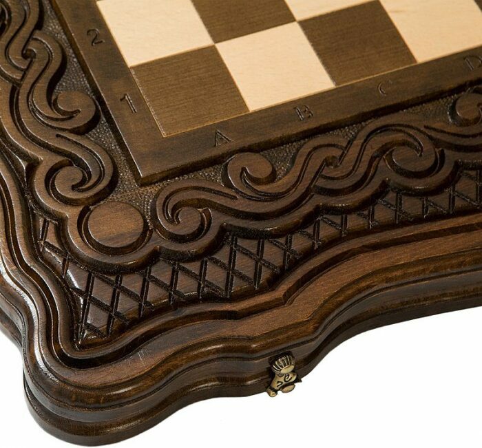 Carved "Wave" small game set (chess and backgammon)