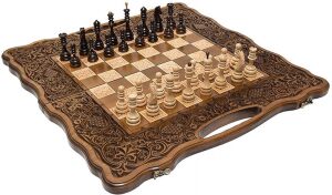 Игровой набор резной "Виноградная изгородь" (шахматы, нарды и шашки)