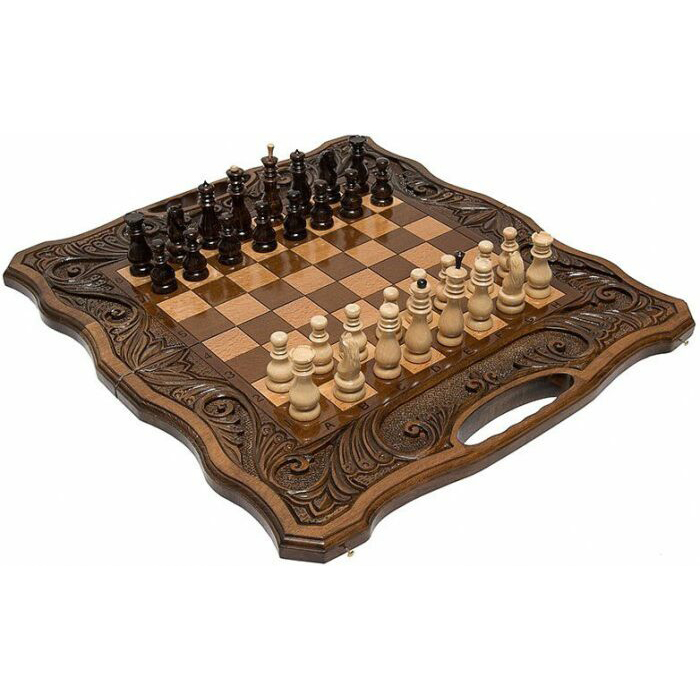 Игровой набор резной "Акрополь" (шахматы, нарды и шашки)