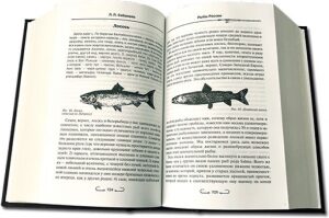 The leather-bound book "All about fishing. Sabaneev L.P."