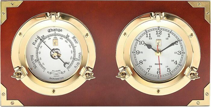 Настенные часы с барометром "Морской волк"