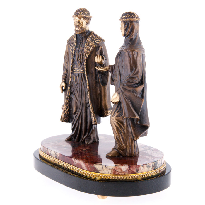 Bronze statuette "Peter and Fevronia" on jasper