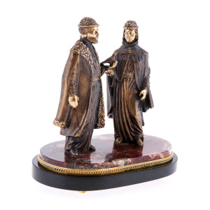 Bronze statuette "Peter and Fevronia" on jasper