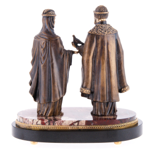 Bronze statuette "Peter and Fevronia" on jasper