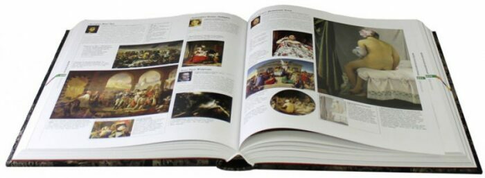 The leather-bound book "Art. An illustrated encyclopedia." (in a case)