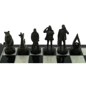 Marble and dolerite chess "Gas and Oil" bronze figures