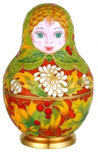 Silver single matryoshka doll "Autumn" (10 cm)