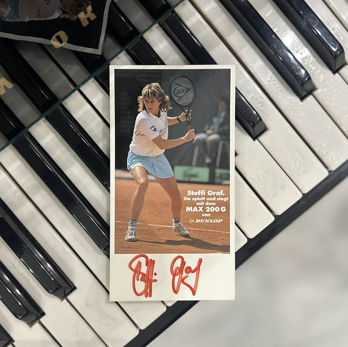 An autographed photo of tennis player Steffi Graf