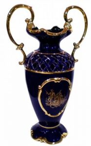 Flower vase, with handles, blue