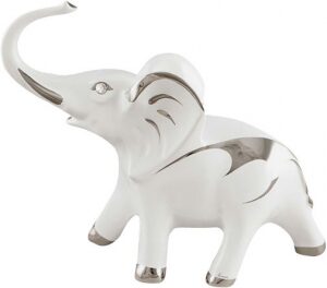 Elephant statuette, color: white with platinum