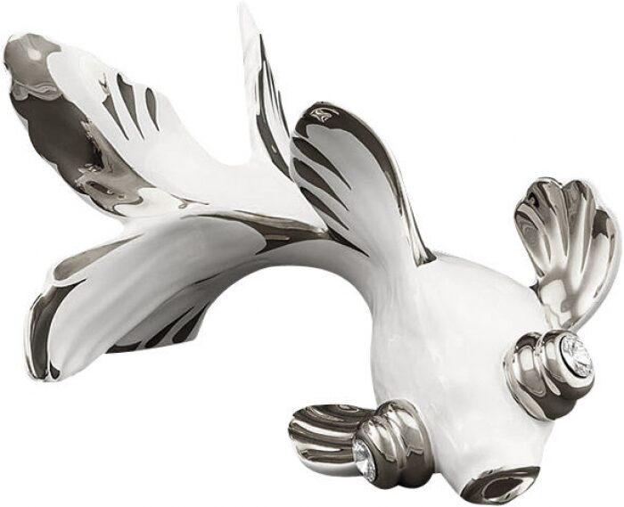 Statuette "Goldfish", color: white with platinum