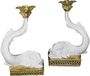 Pisces candle holder, color: white with gold