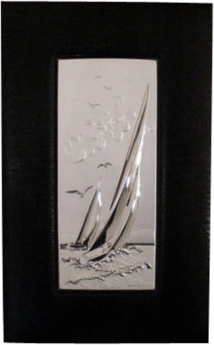 Decorative panel "Sailboat", genuine leather finish