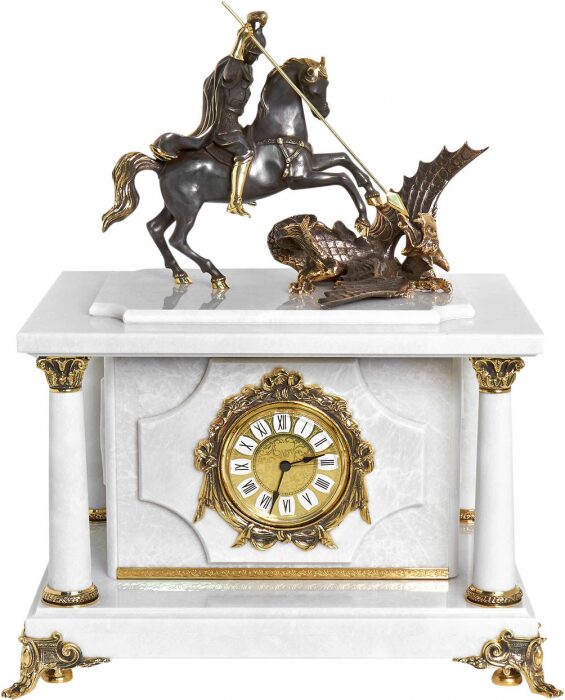 Safe-clock "George the Victorious" white marble