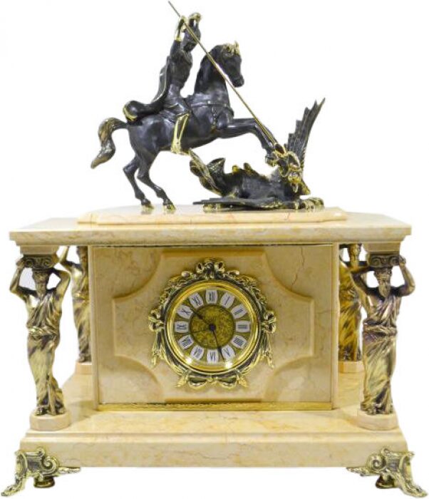 Safe-clock "George the Victorious" beige marble