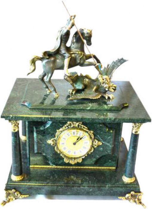 Safe-clock "George the Victorious" green marble