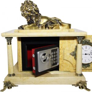 Safe-clock "Lion" (beige marble)