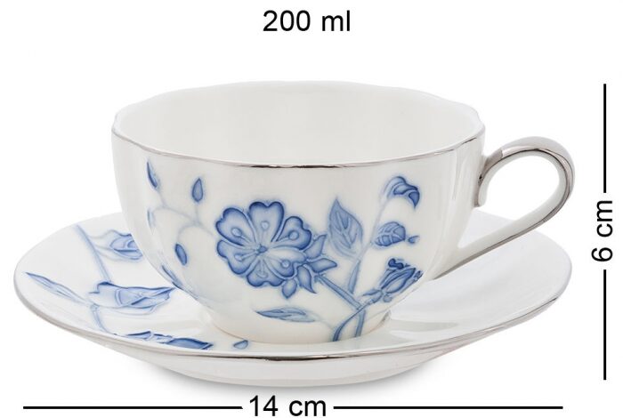 Чайный сервиз "Голубая бабочка" на 6 персон (12 предметов)