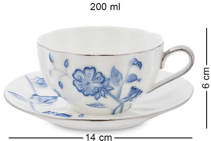 Чайный сервиз "Голубая бабочка" на 6 персон (15 предметов)