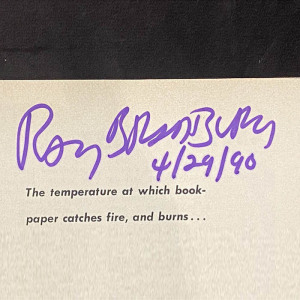 Playboy magazine with two autographs by writer Ray Bradbury on the cover and on page 3.