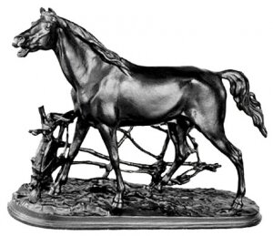 Скульптура "Конь в изгороди" чугун