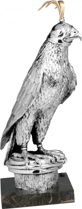 Скульптура "Сокол с капюшоном" посеребрение (Hooded falcon, silvering)