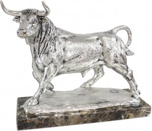 Скульптура "Дикий бык" посеребрение (Wild bull, silvering)