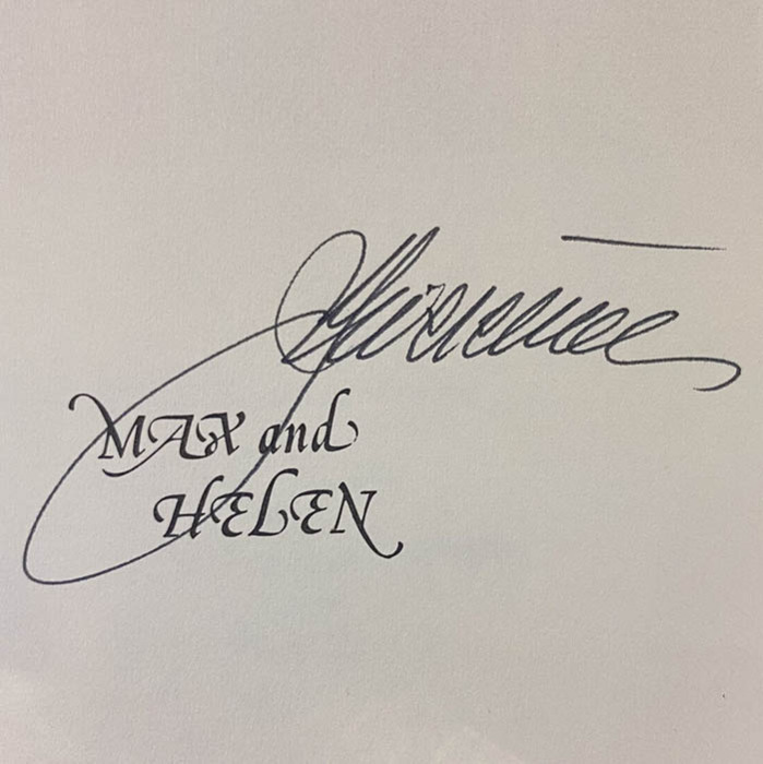 The book "Max and Elena" with an autograph by architect Simon Wiesenthal