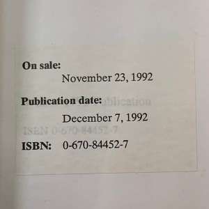 Stephen King's book "Dolores Claiborne" special edition for critics in 1992.