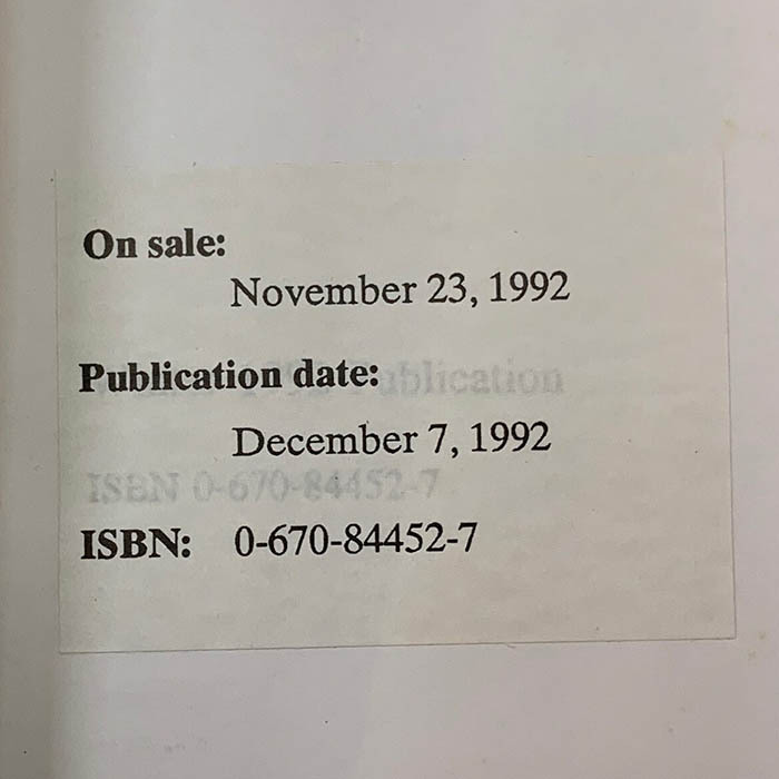 Stephen King's book "Dolores Claiborne" special edition for critics in 1992.