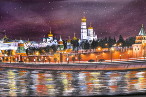 Панно падорочное "Кремль. Ночь" финифть