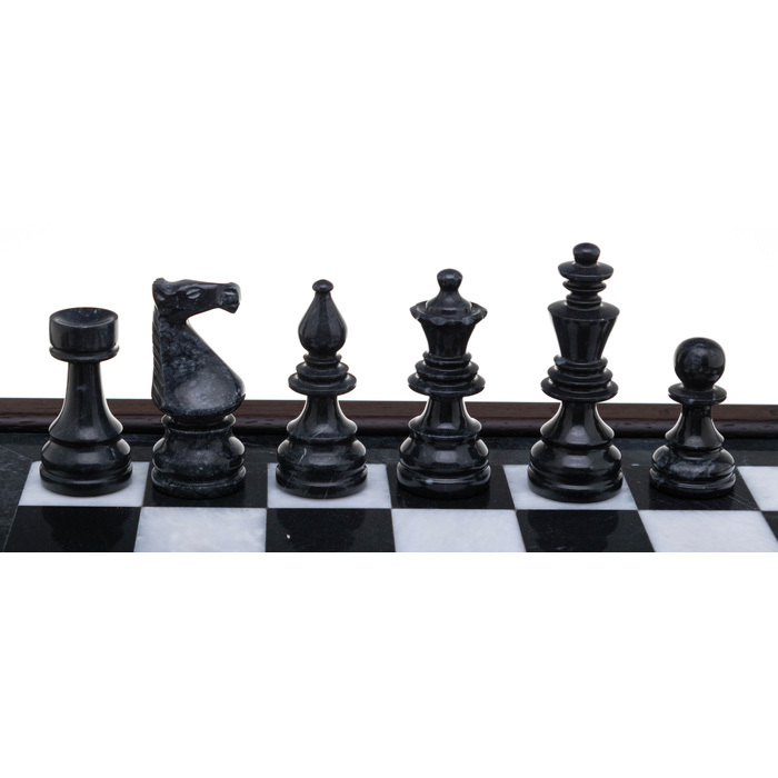 Шахматы из венге, черного и белого мрамора "Европейские"