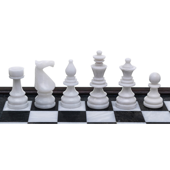 Шахматы из венге, черного и белого мрамора "Европейские"