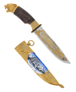 Нож с эмалями "Снежный барс" Златоуст