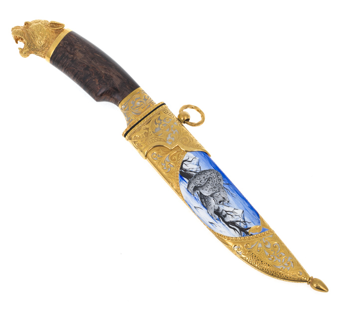 Нож с эмалями "Снежный барс" Златоуст