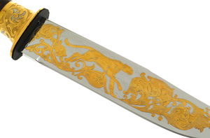Нож "Леопард на охоте" с эмалями, Златоуст