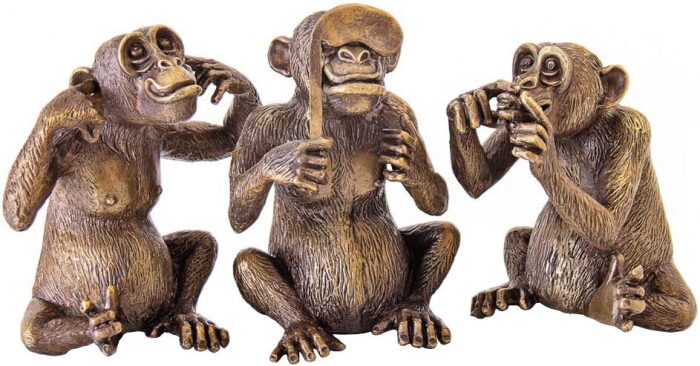 Скульптура бронзовая "Три мудрых обезьяны"