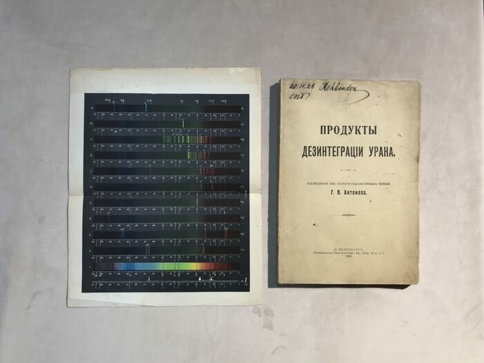 Книга "Продукты дезинтеграции урана" с автографом П.А.Ребиндера, Санкт-Петербург, 1913 г.