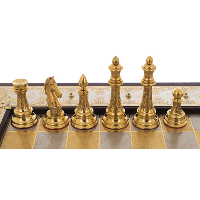 Шахматы с малахитом "Царские Элегант" Златоуст